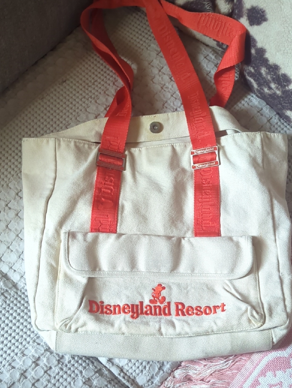 Disneyland Resort Canvas Tote with Red/Orange Straps
